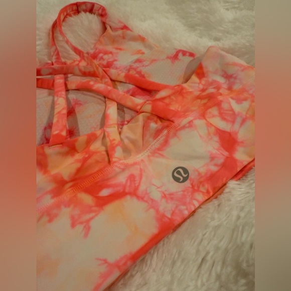 LULULEMON Energy Bra High Neck Shibori Grapefruit Orange Size 6 - Picture 4 of 5